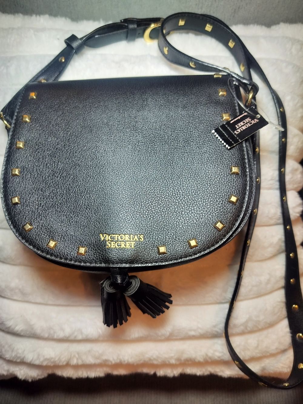 Victoria’s Secret Black Studded Crossbody Bag Mini NWT